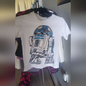Star Wars White Tee with Blue R2-D2 Design